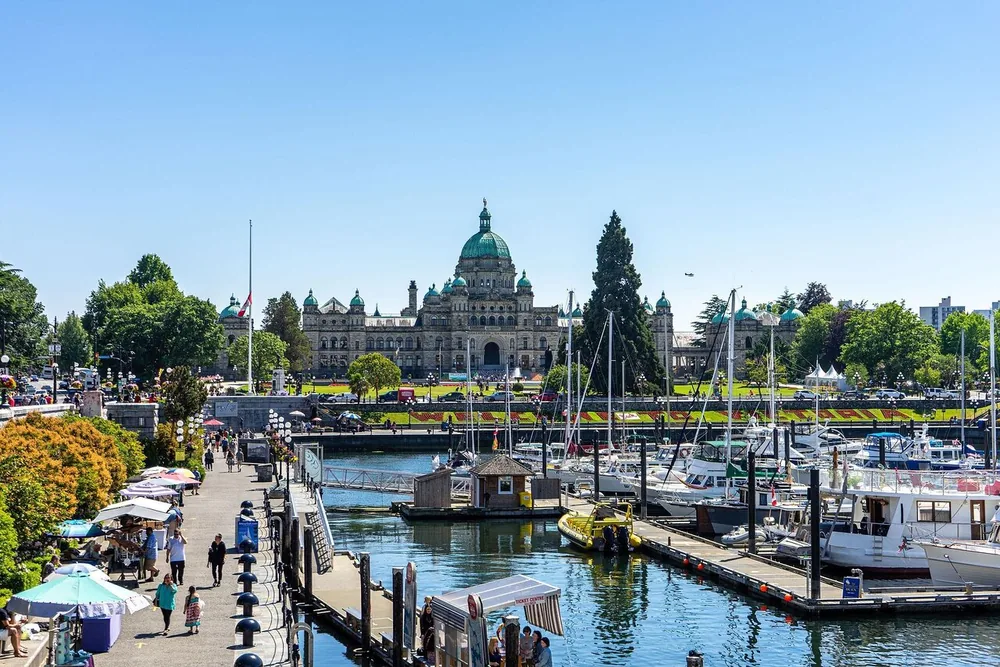 Victoria's Inner Harbour marina with the domed legislature behind